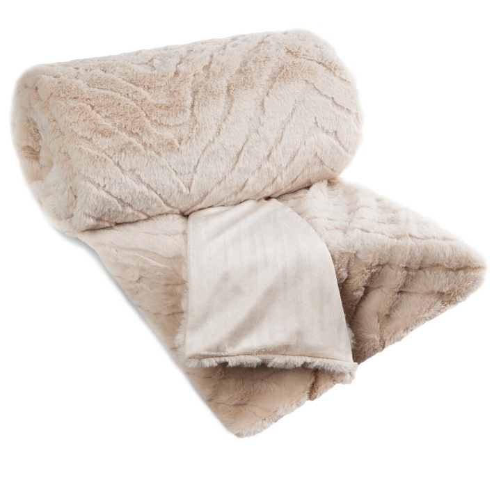 0Deka přehoz Kate 150x200 Béžová kožešinová nadýchaná s 3D efektem
