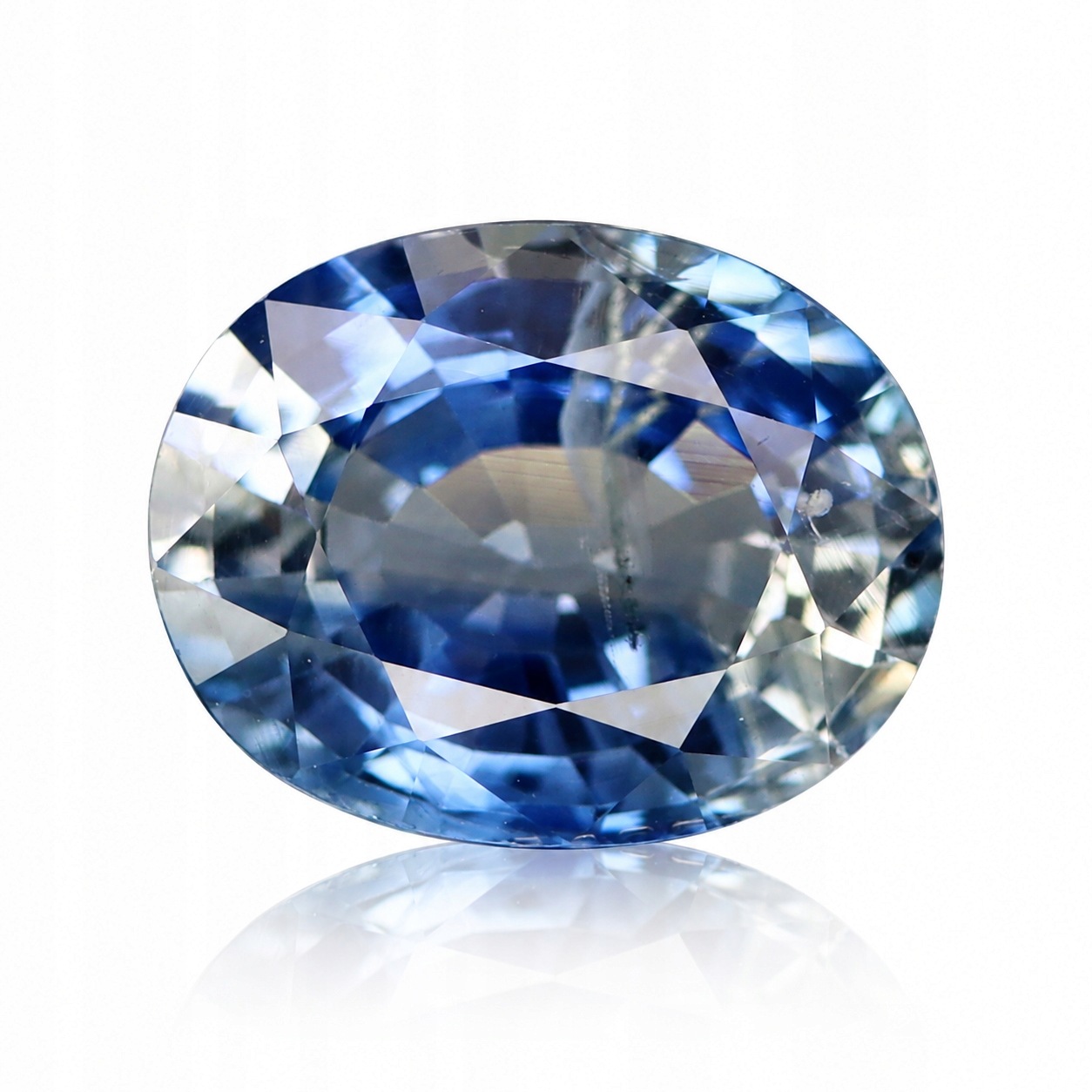 Přírodní safír 2.07 ct Bi-Color Modrý Ovál SI2 certifikát Wbd