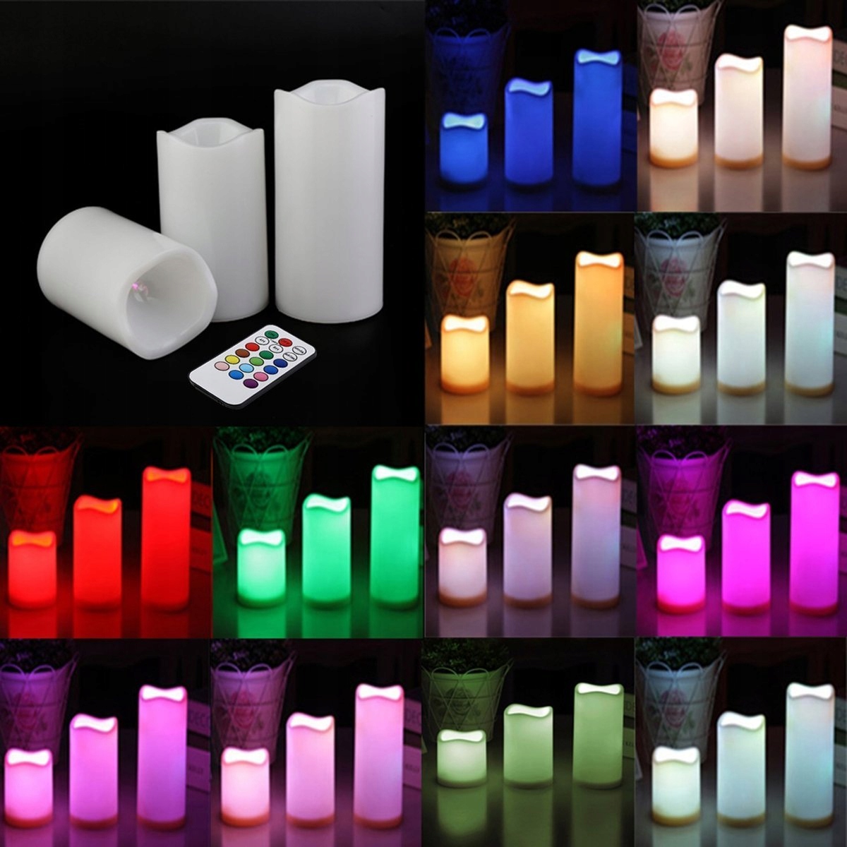 ZESTAW DEKORACYJNYCH ŚWIEC LED Z PILOTEM Marka inna