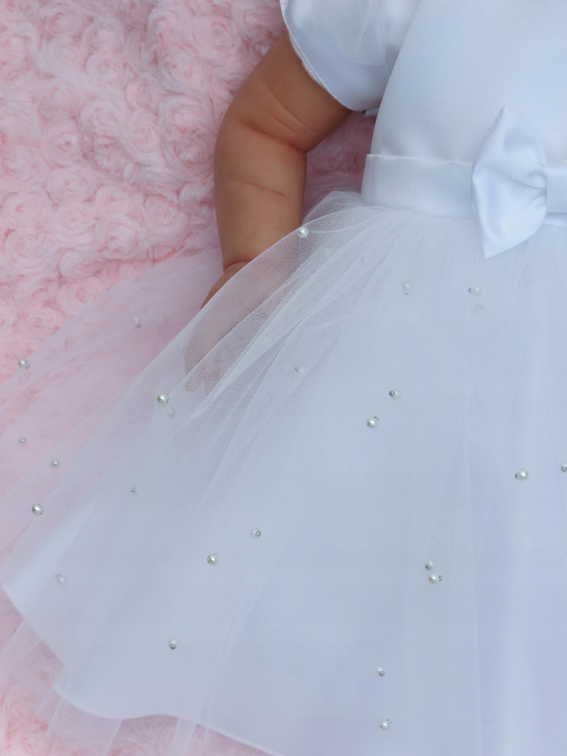 BIAŁA sukienka z perełkami dla dziewczynki 80r CHRZEST Marka inna