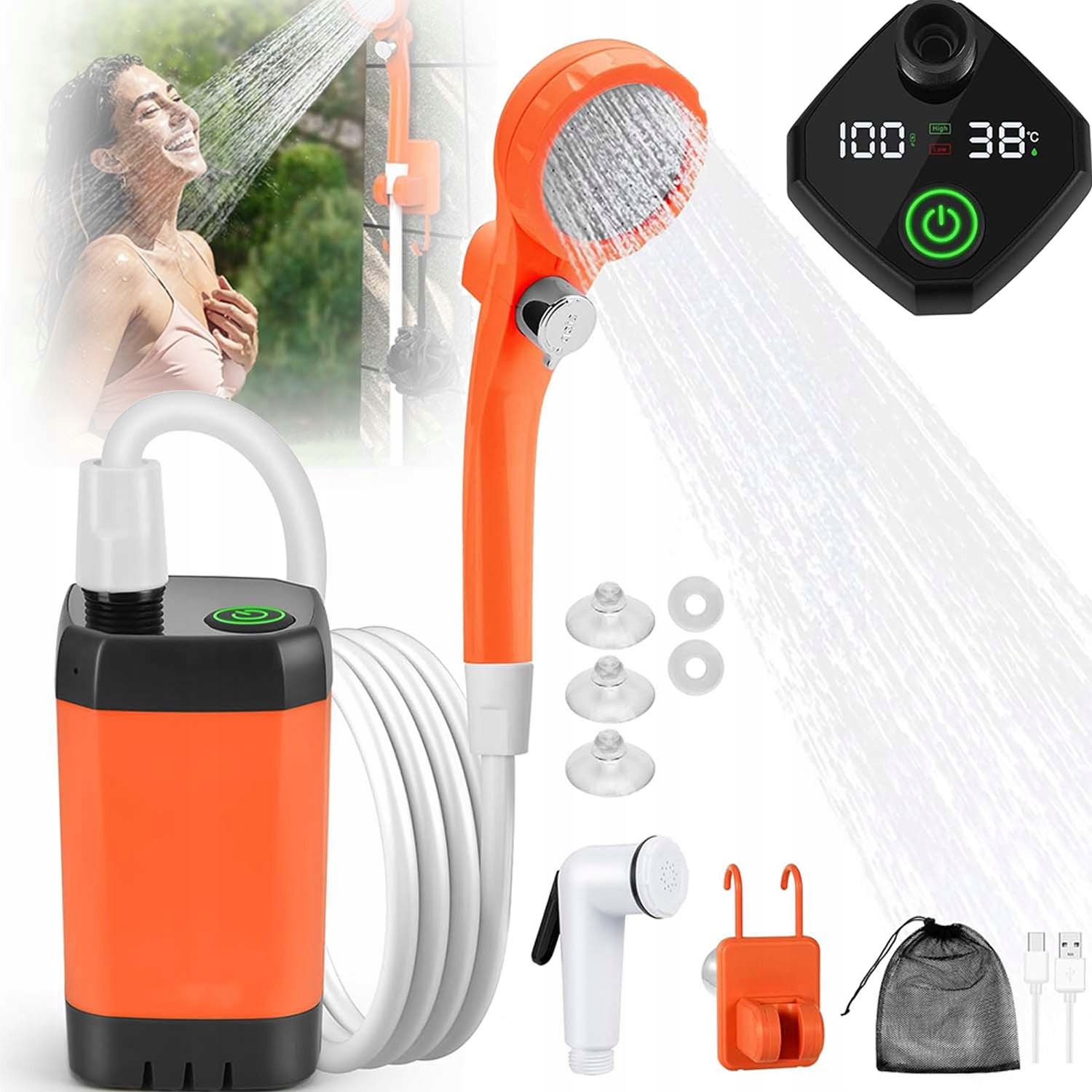 Turistická Kempingová Sprcha 4 Režimy Přenosná Polní Sprcha 6000MAH