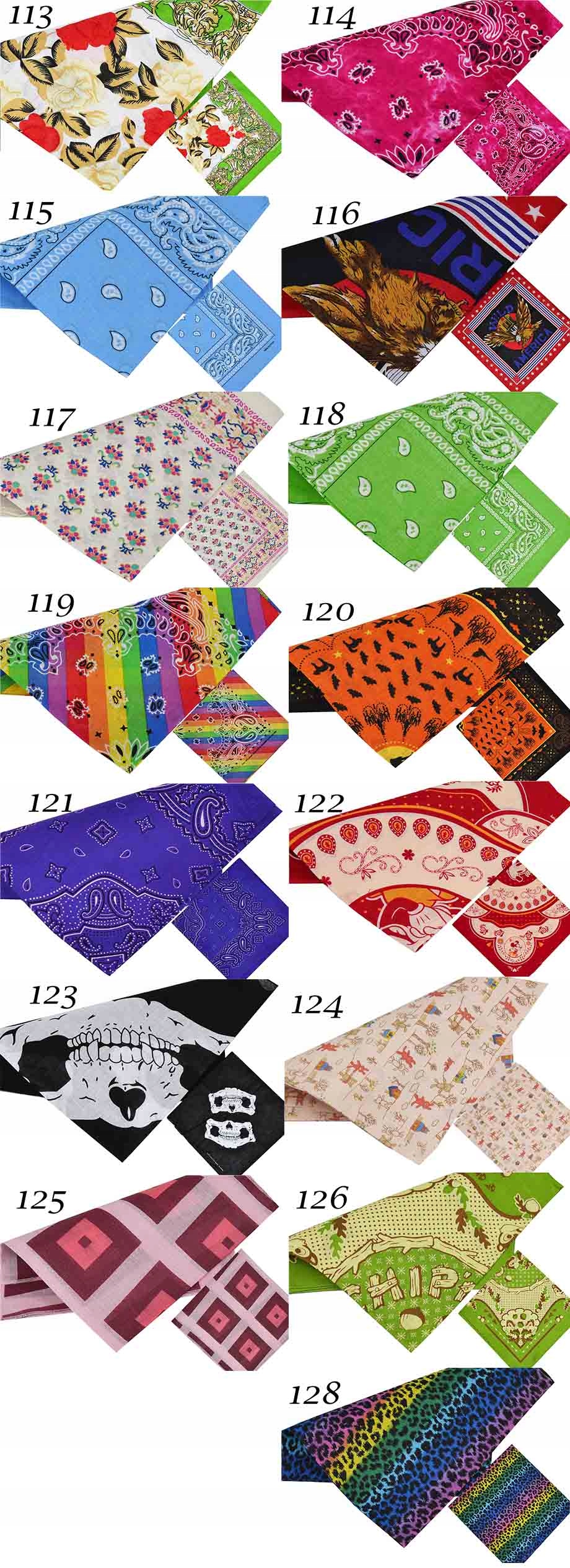 BANDANA Bawełniana Chusta BANDAMA 250 WZORÓW KOLOR Płeć uniseks