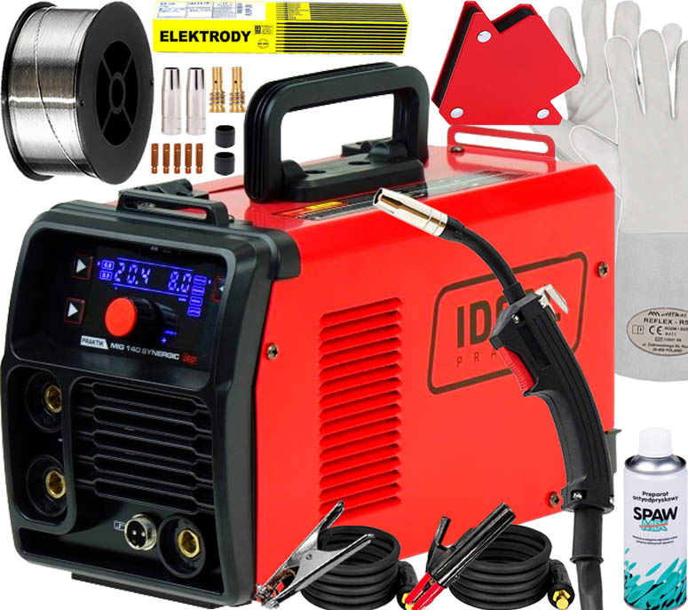 Spawarka Inwertorowa Migomat Półautomat Ideal Praktik Mig 140 Synergic Led