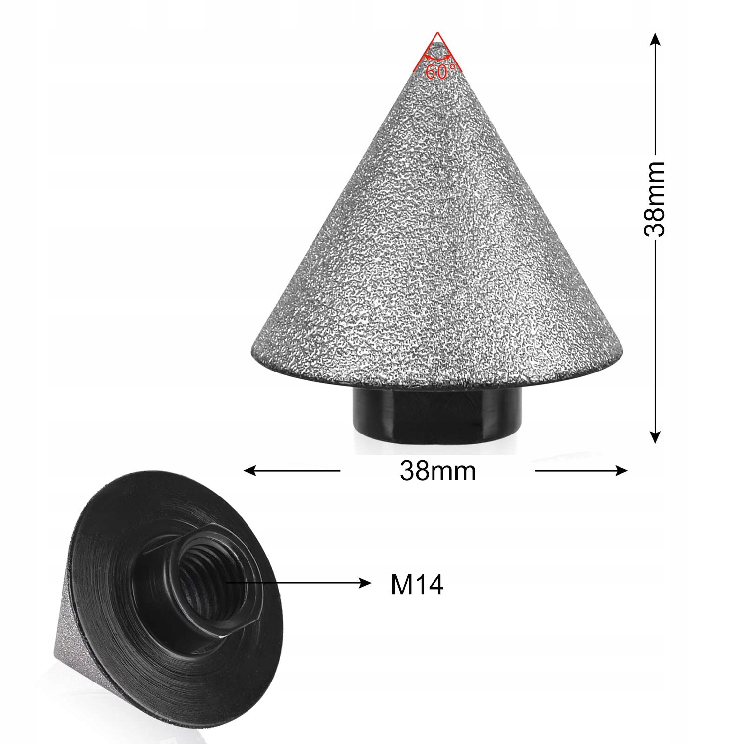 FREZ STOŻKOWY DIAMENTOWY DO GRESU PŁYTEK SZKŁO OTWORNICA M14 2-38 mm Marka bez marki