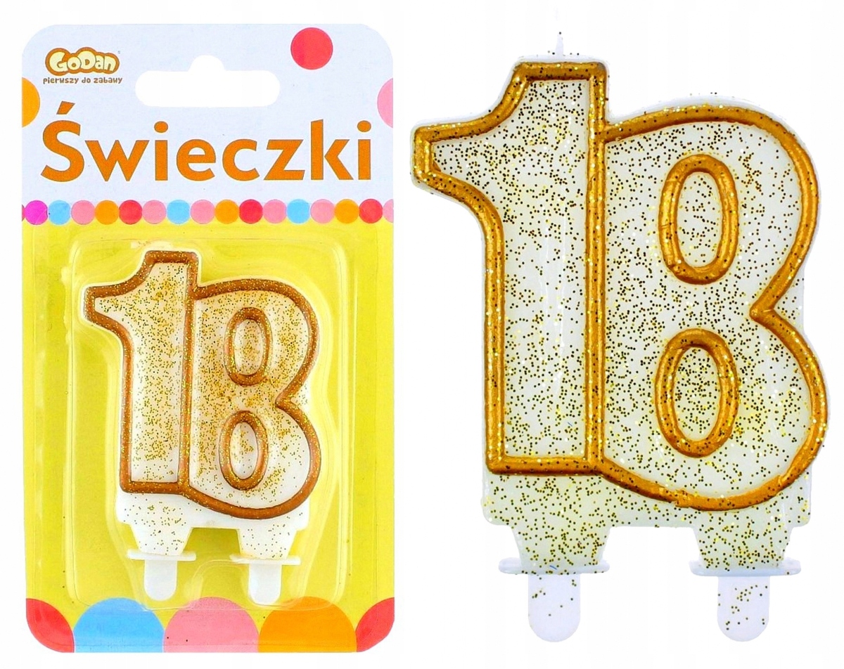 świeczka cyferka ''18'' złoty kontur | SF-CZ18 — 5