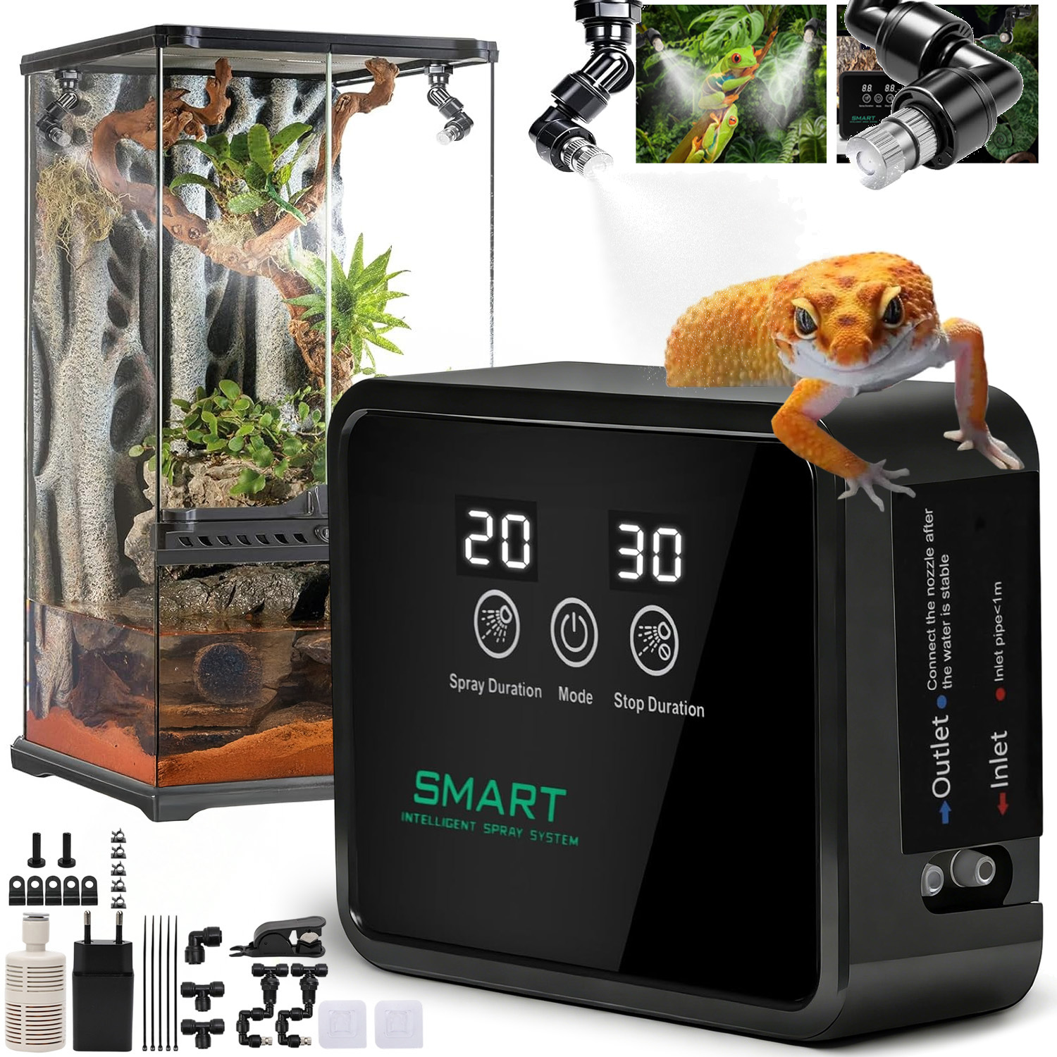 Levně Smart Zavlažovač Do Terária Pro Plazy, Obojživelníky Agama Gekon Legwan LCD