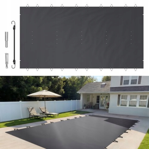 Krycí Plachta Bazénové Vevor 4X8 M Pvc Antracitové Voděodolné Zimní Pevné