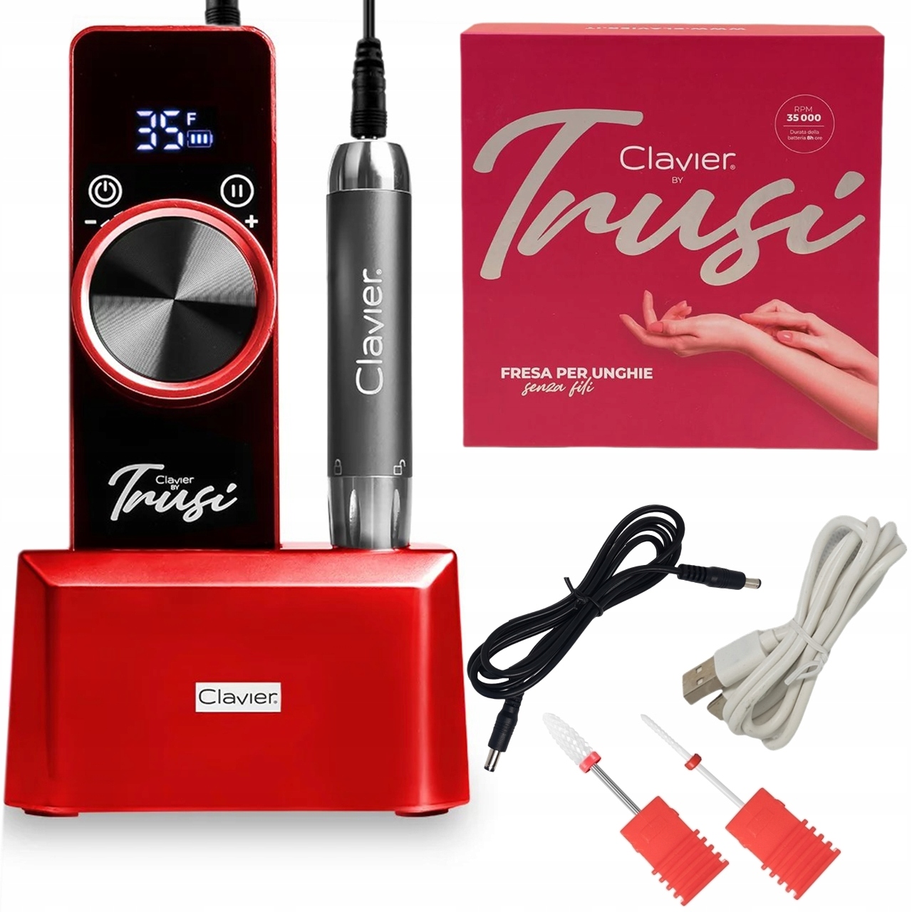 FREZARKA PAZNOKCI CLAVIER PRZENOŚNA BEZPRZEWODOWA AKUMULATOROWA 65W TRUSI