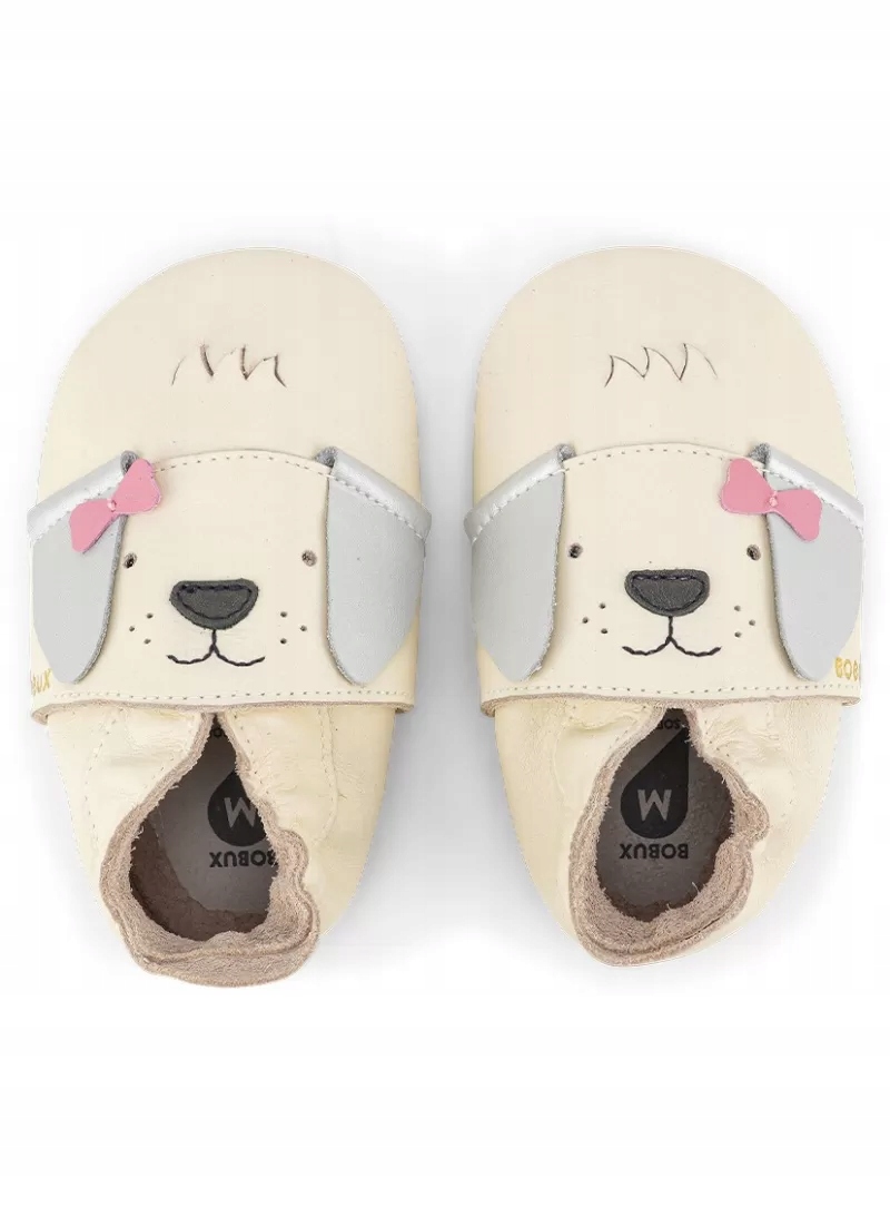 Skórzane Kapcie Bobux Soft Sole Little Bow Pup Vanilla 3XL