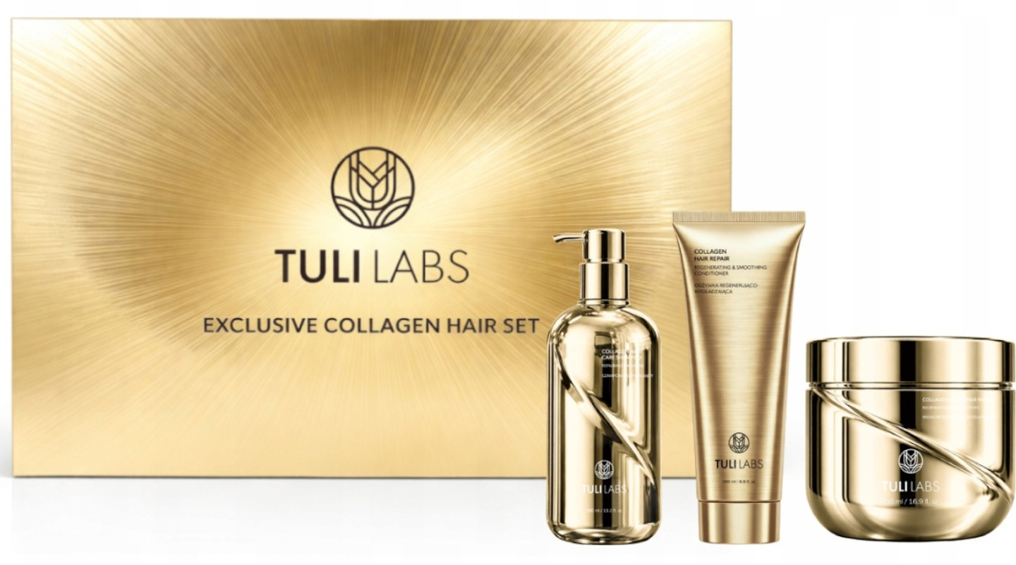 Collagen Zestaw regenerująco-wygładzający do włosów Gold 3w1