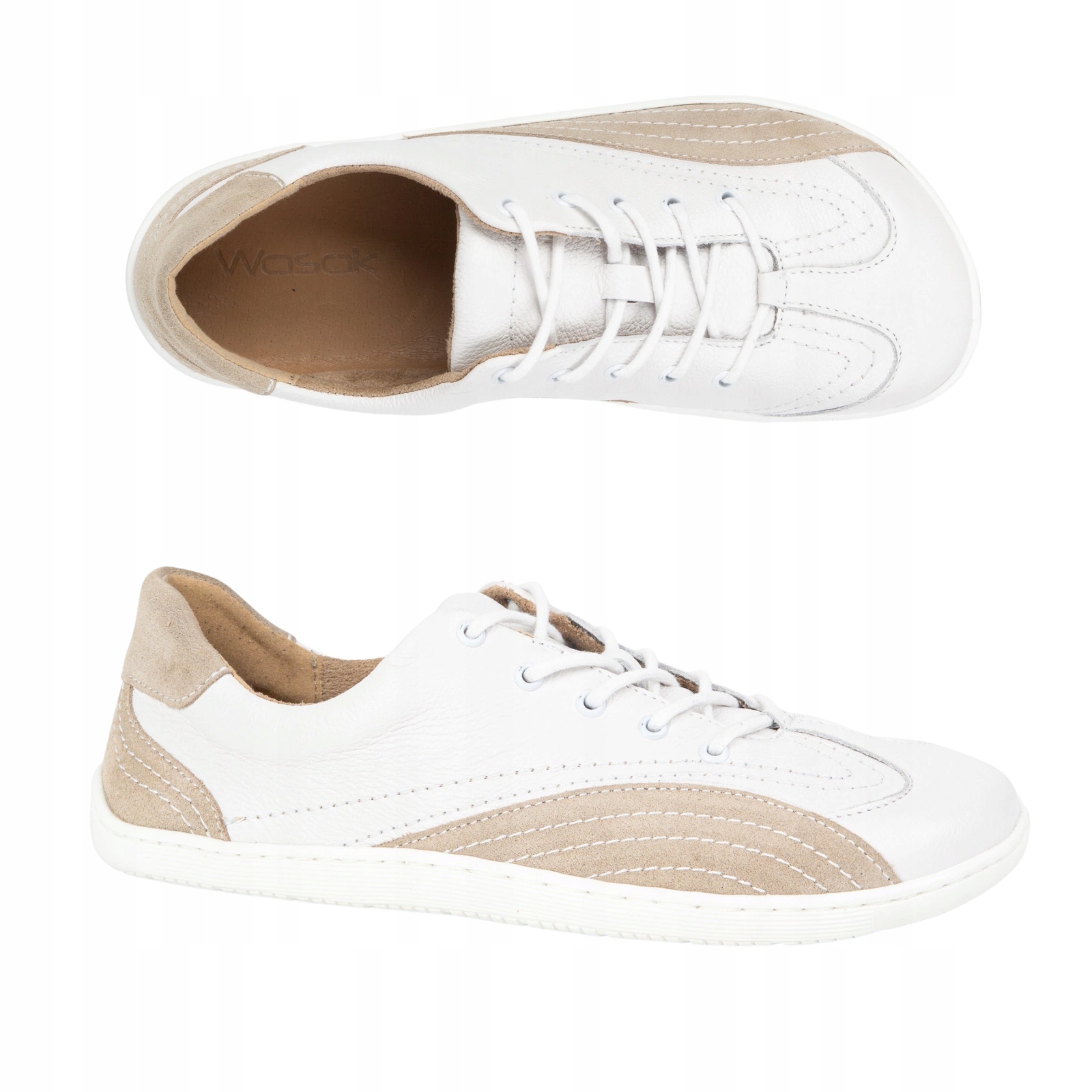 Dámské kožené barefootové polobotky Wasak 0800W bílé 37