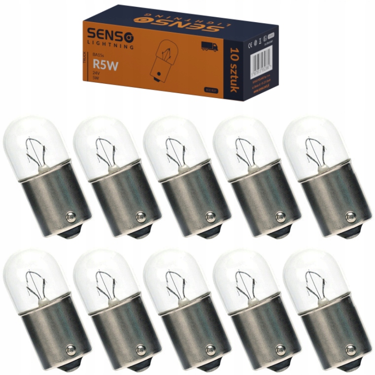 Żarówki Senso R5W T16 24V Homologacja E4 x10sztuk