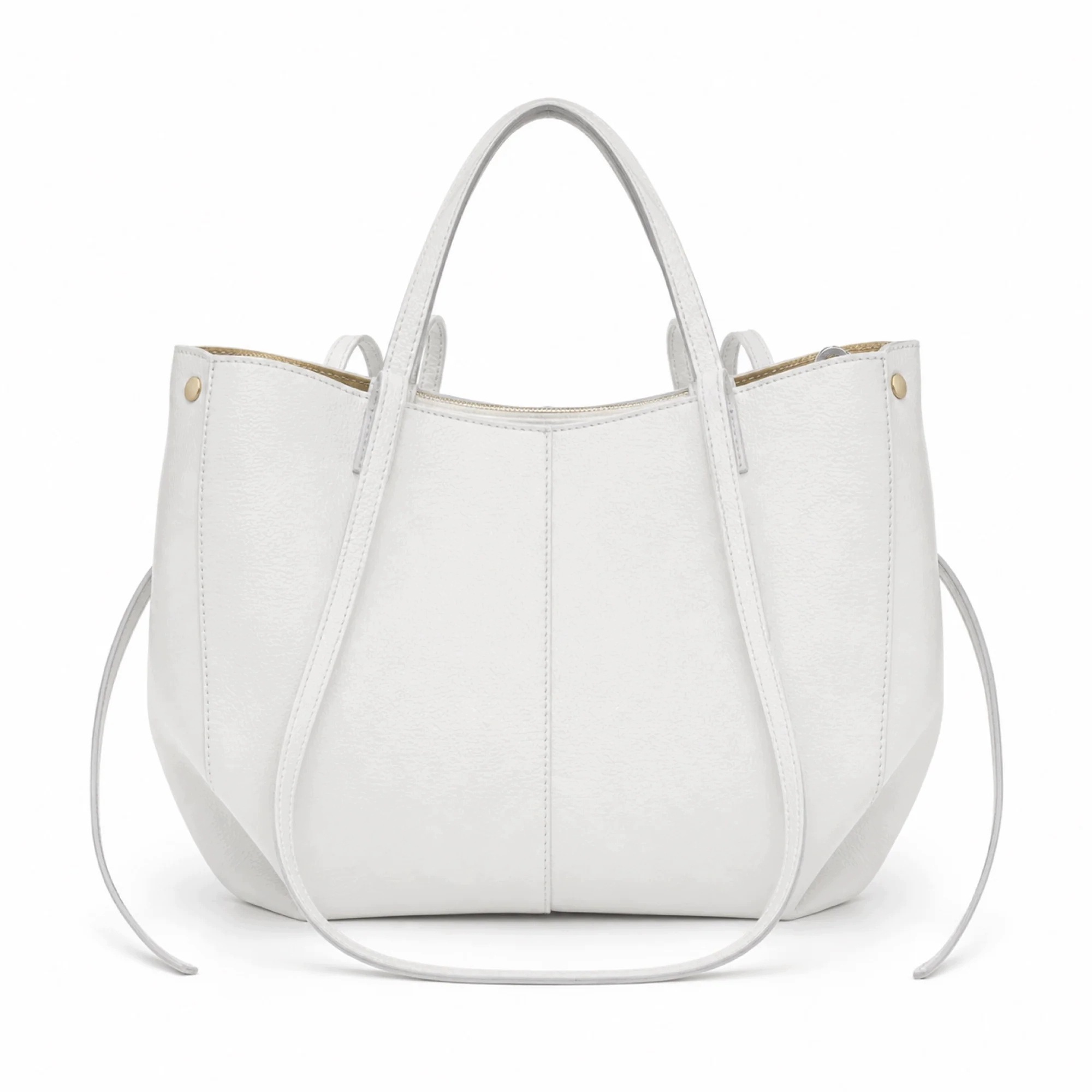 Dámská shopper kabelka Laura Biaggi z přírodní kůže velká A4 bílá
