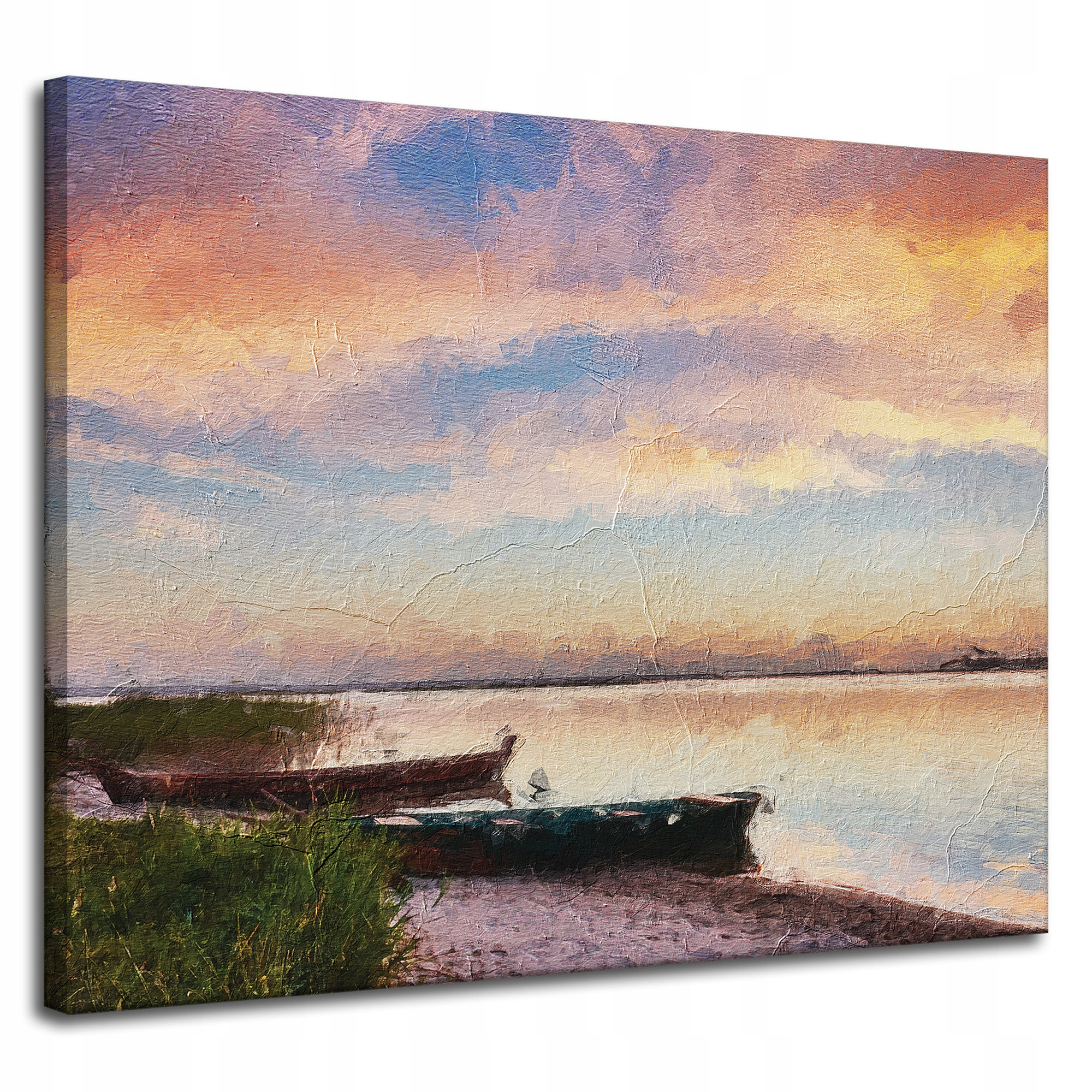 Obraz na plátně Olejová Malířství Lodě na břehu 100x80 cm