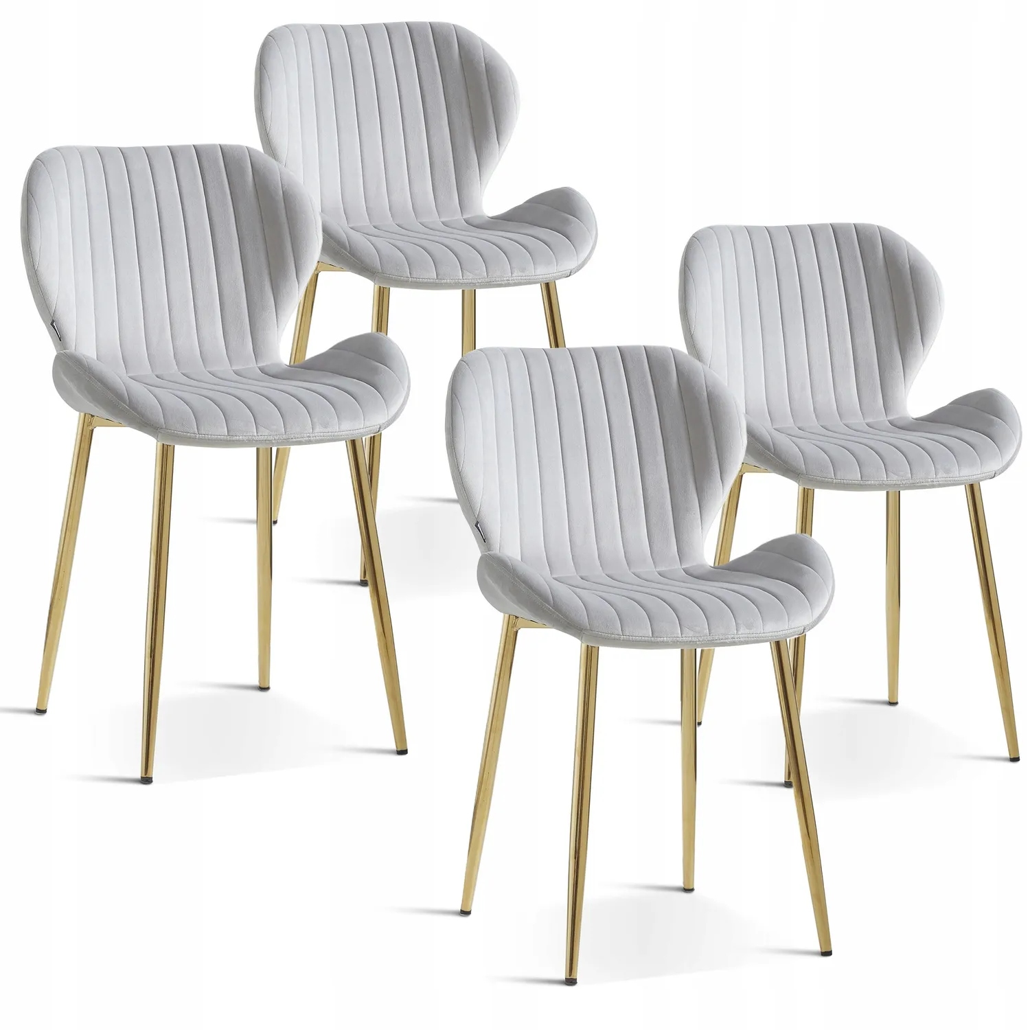 4x Krzesło Welur Tapicerowane Do Salonu Gabinetu Jadalni Velvet Glamour