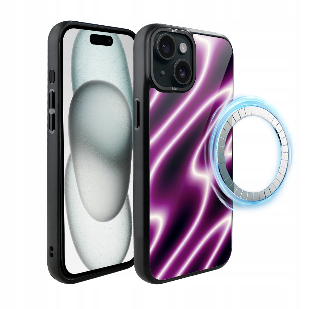 Pouzdro pro iPhone 15 Ibizu DropGuard Matt s MagSafe, neonová vlna