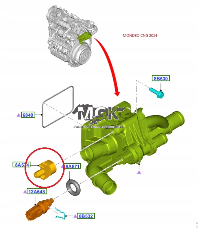 ODPOWIETRZNIK TERMOSTATU FORD 1.5 1.6 TDCI ORYGIN Numer katalogowy oryginału 9M5Q-9Y480-AA