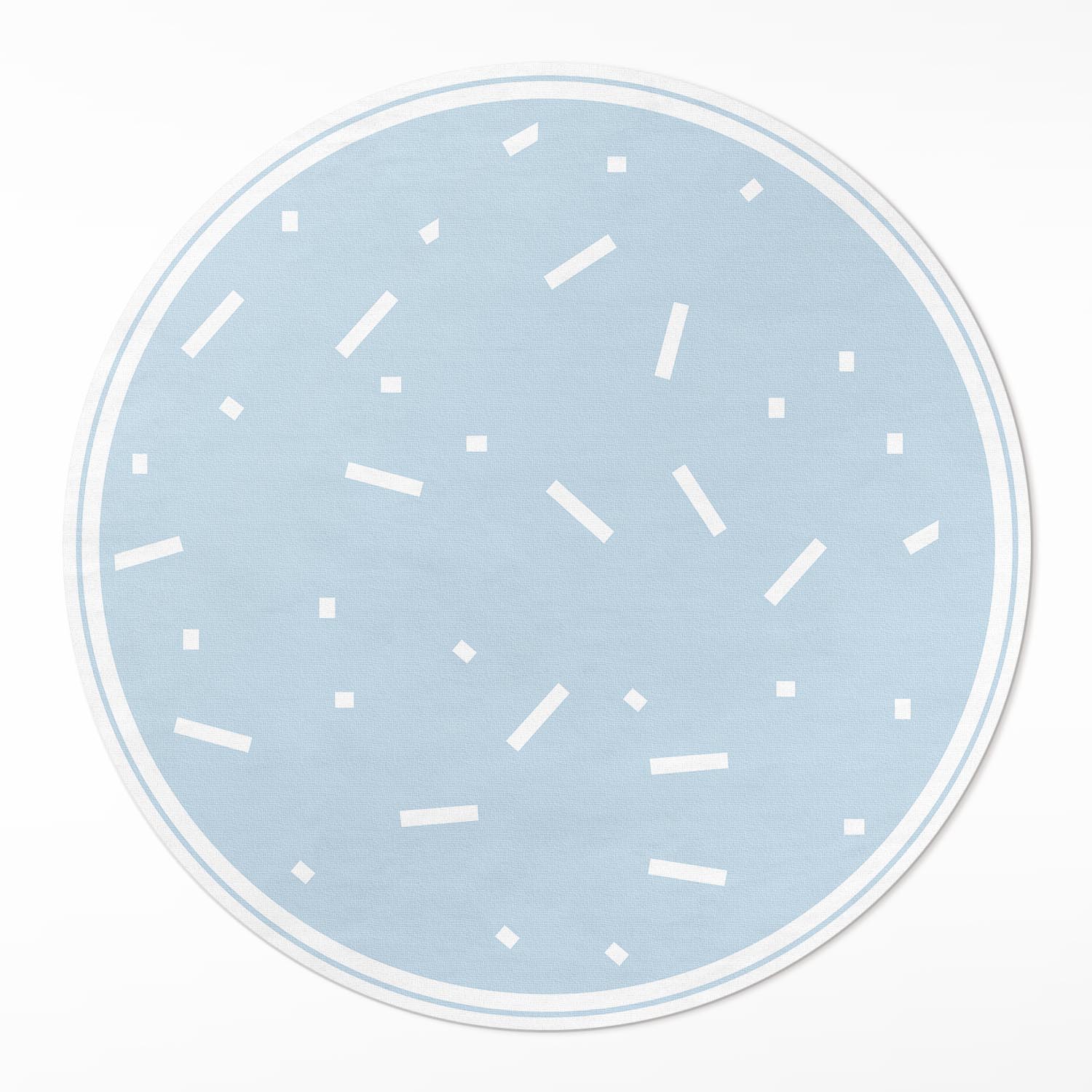 Vinylový dekoratívny okrúhly koberec s bielou posypkou na modrom pozadí ⌀ 90 cm