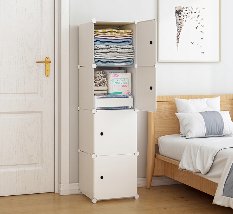 SZAFA MODUŁOWA GARDEROBA UBRANIOWA BIAŁA REGAŁ ZAMKNIĘTY Liczba drzwi szafa czterodrzwiowa