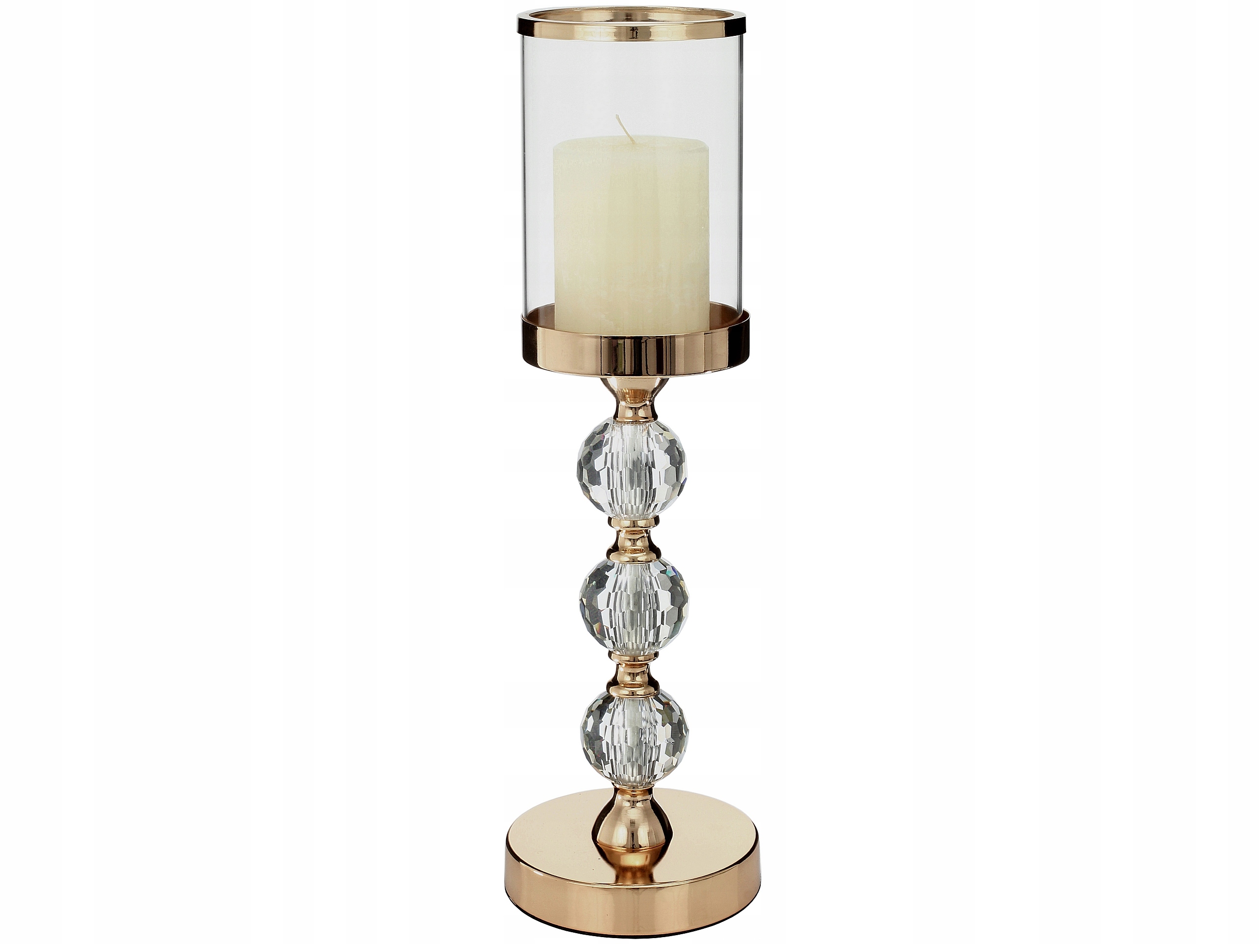 

Świecznik Glamour Lampion 3 Kryształy Luxury Gold