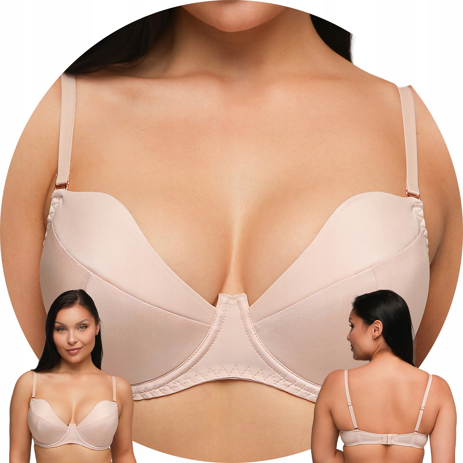 Ava 2202 béžová hladká odnímatelná ramínka Podprsenka 75B Push-up