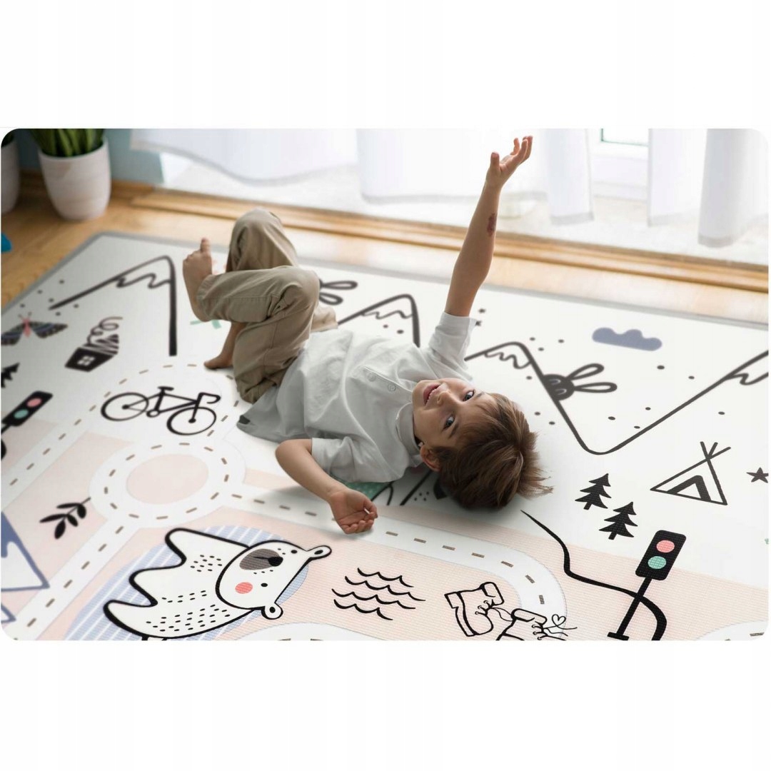 MATA PIANKOWA EDUKACYJNA DWUSTRONNA 180 x 150 cm DUŻA DYWAN 2w1 Materiał pianka