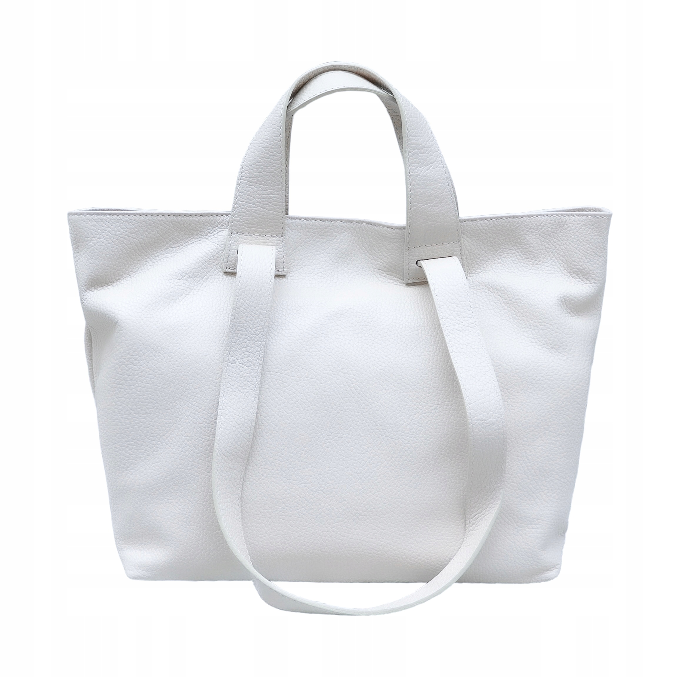 Nákupní taška z přírodní kůže Veronica, bílá