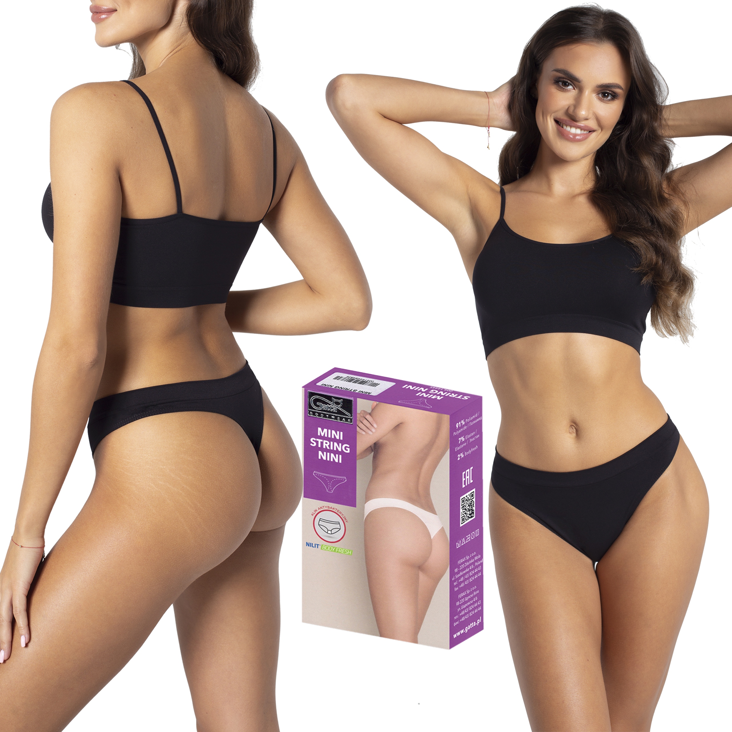 

Gatta Mini String Nini bezszwowe majtki czarne, S