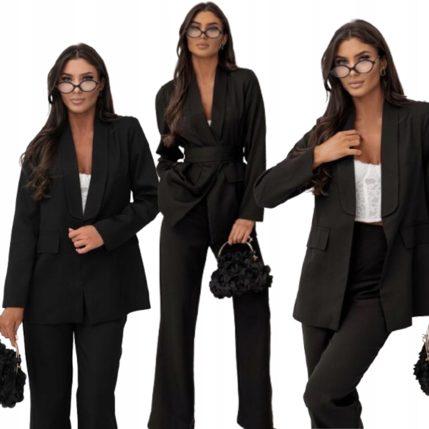 garnitur damski komplet marynarka żakiet spodnie XL 42