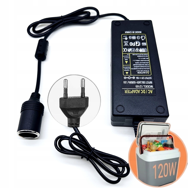 Napájecí adaptér 230 V na 12 V 10 A, adaptér na zásuvku zapalovače 120 W