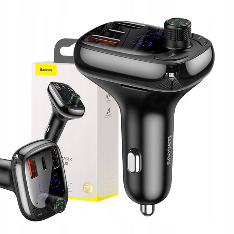 BASEUS ŁADOWARKA TRANSMITER SAMOCHODOWY BLUETOOTH MP3 USB-A USB-C QC PD 36W