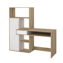 Biurko z regałem Function Plus 163 cm dąb sonoma biały mat Tvilum