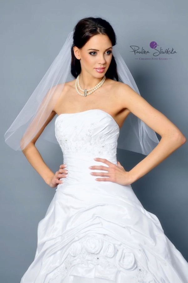 WELON ŚLUBNY MGIEŁKA 60CM, PRODUKT POLSKI - JAKOŚĆ Materiał dominujący tiul