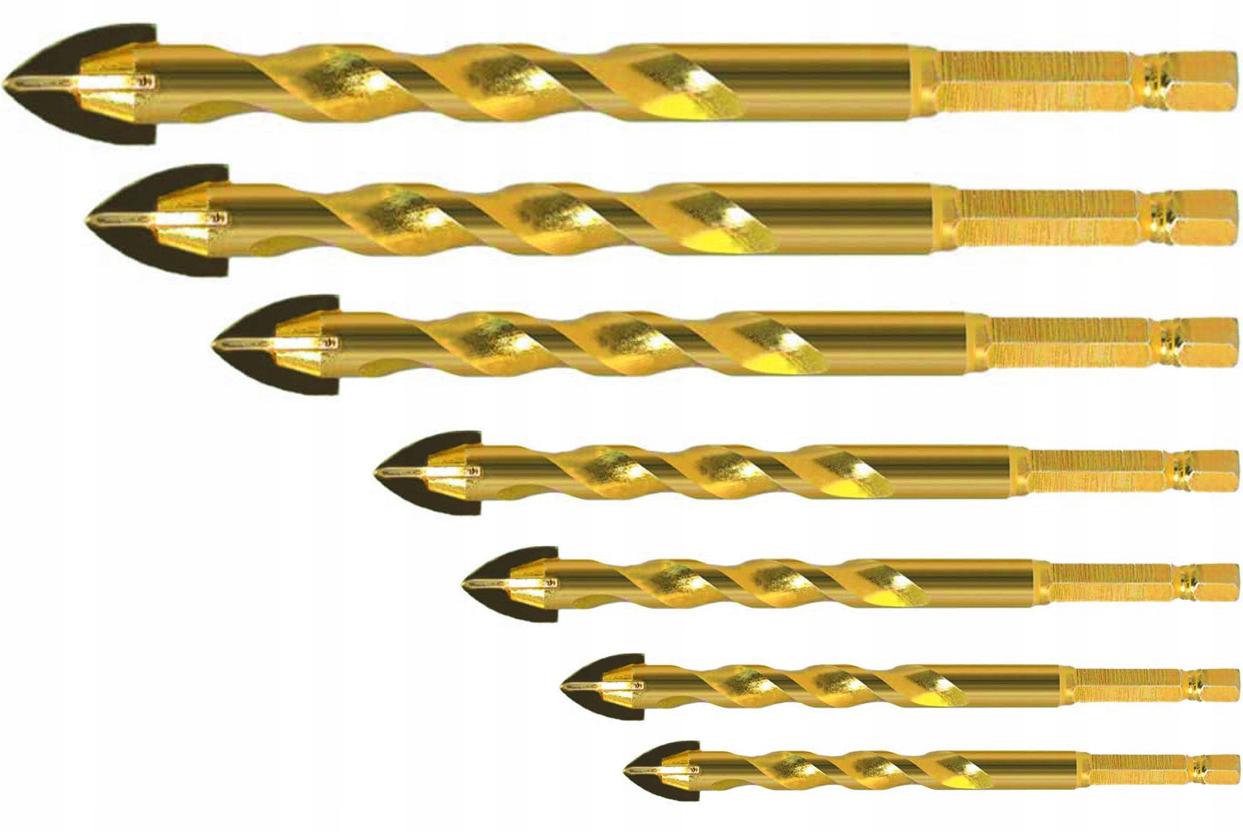 WIERTŁA DO SZKŁA PŁYTEK CERAMIKI GRESU WIERTŁO ZESTAW 3-12MM 7 SZT HEX 1/4"
