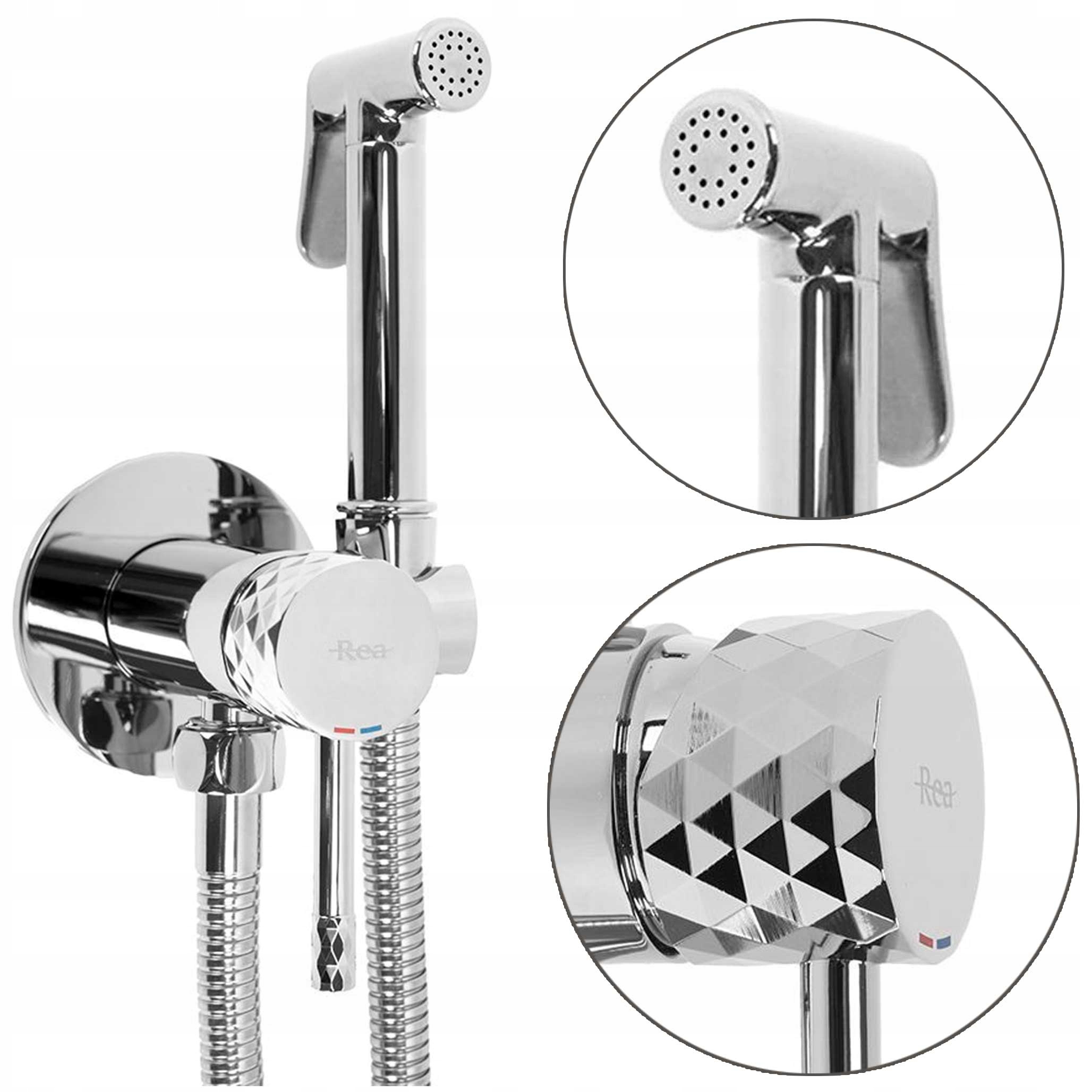 Podomietková bidetová batéria Chróm Rea Loop Lungo Diamond Sprej