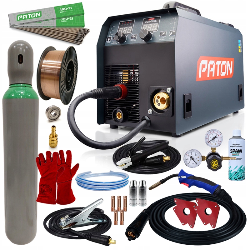 Spawarka Migomat Paton EuroMIG Mig/mag Mma Tig Lift w zestawie spawalniczym
