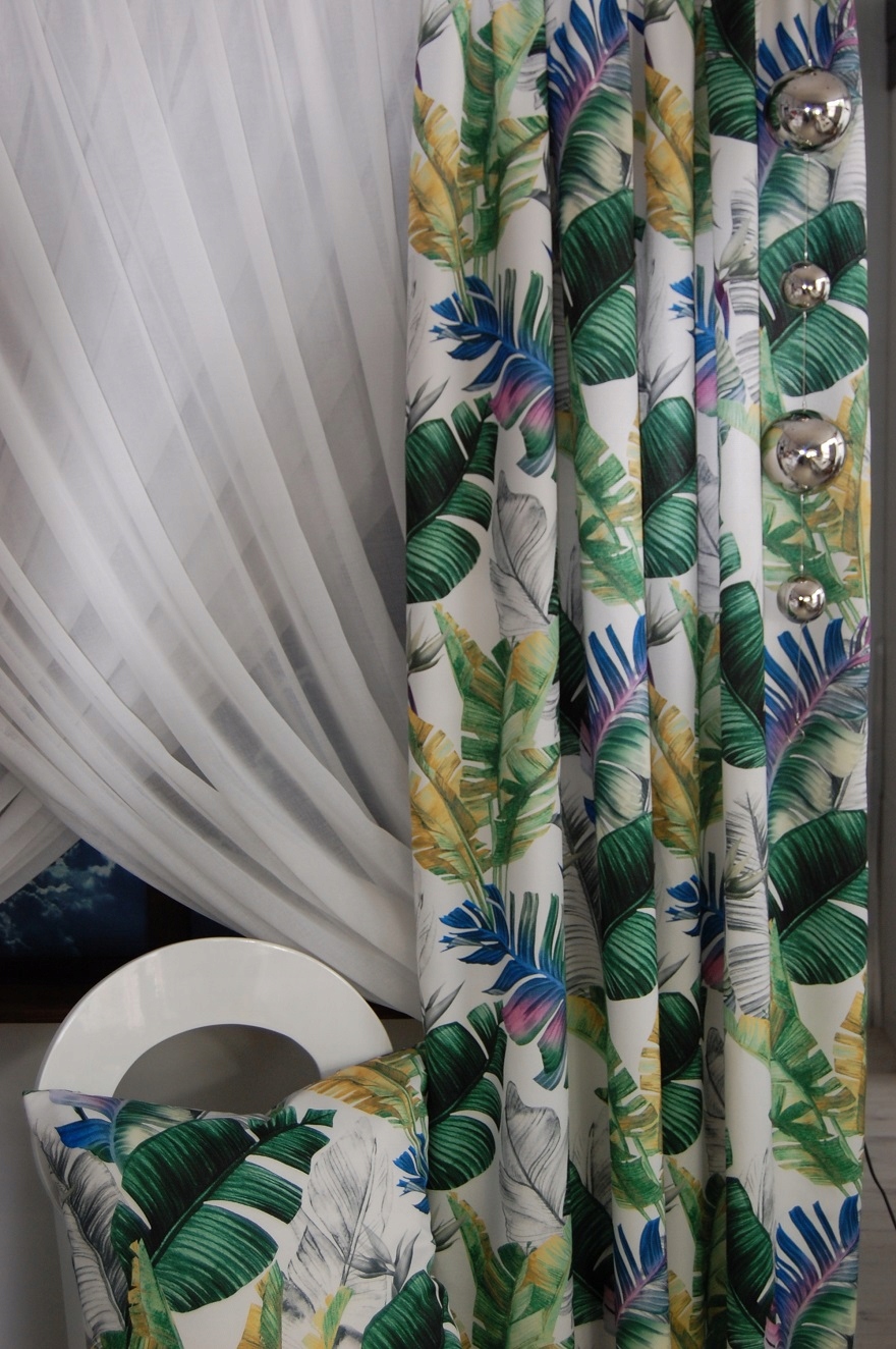 Zasłona LIŚCIE BANANOWCA zieleń długa NOWOSC