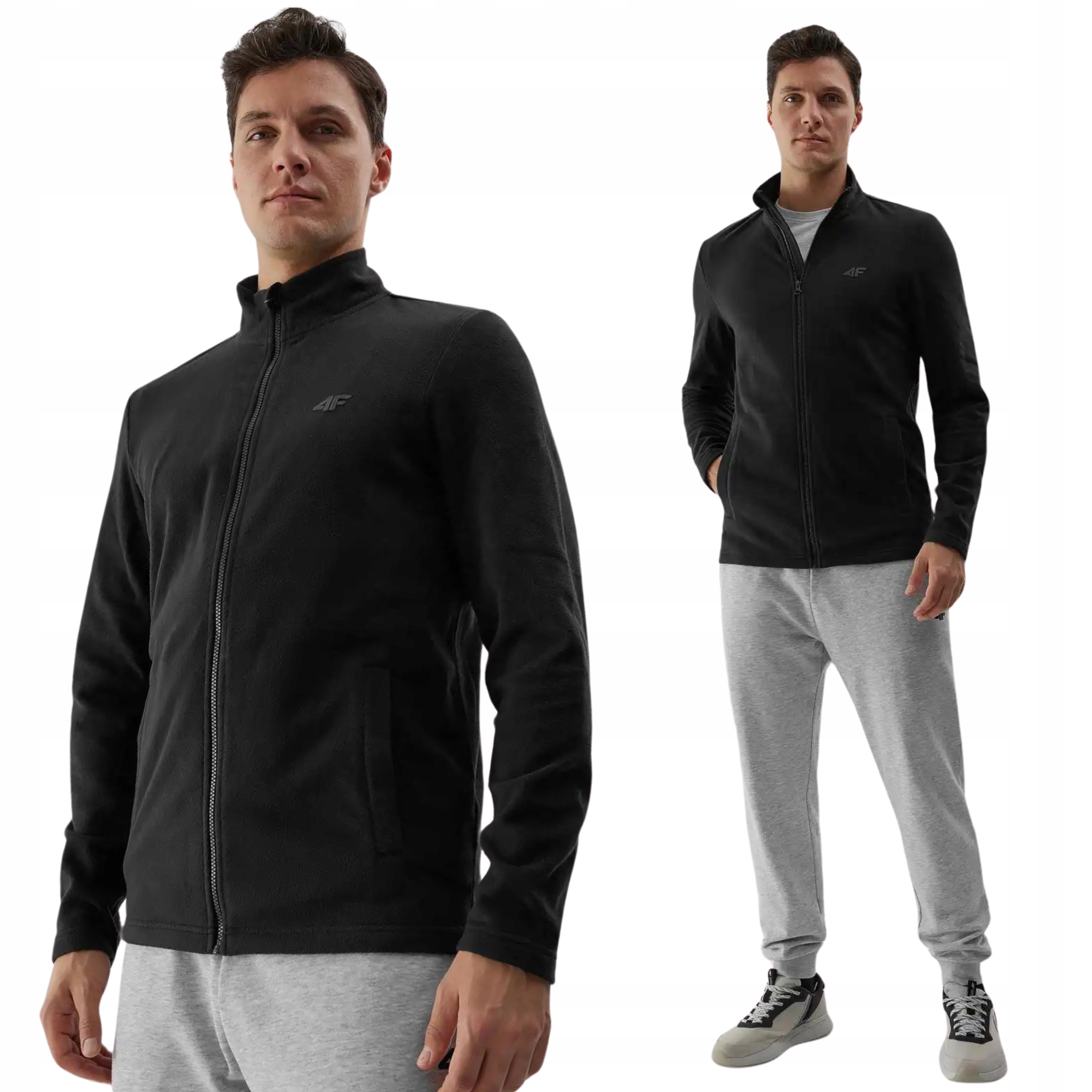 4F POLAR MĘSKI BLUZA POLAROWA ROZPINANA CIEPŁA CZARNA NA ZEMEK BEZ KAPTURA