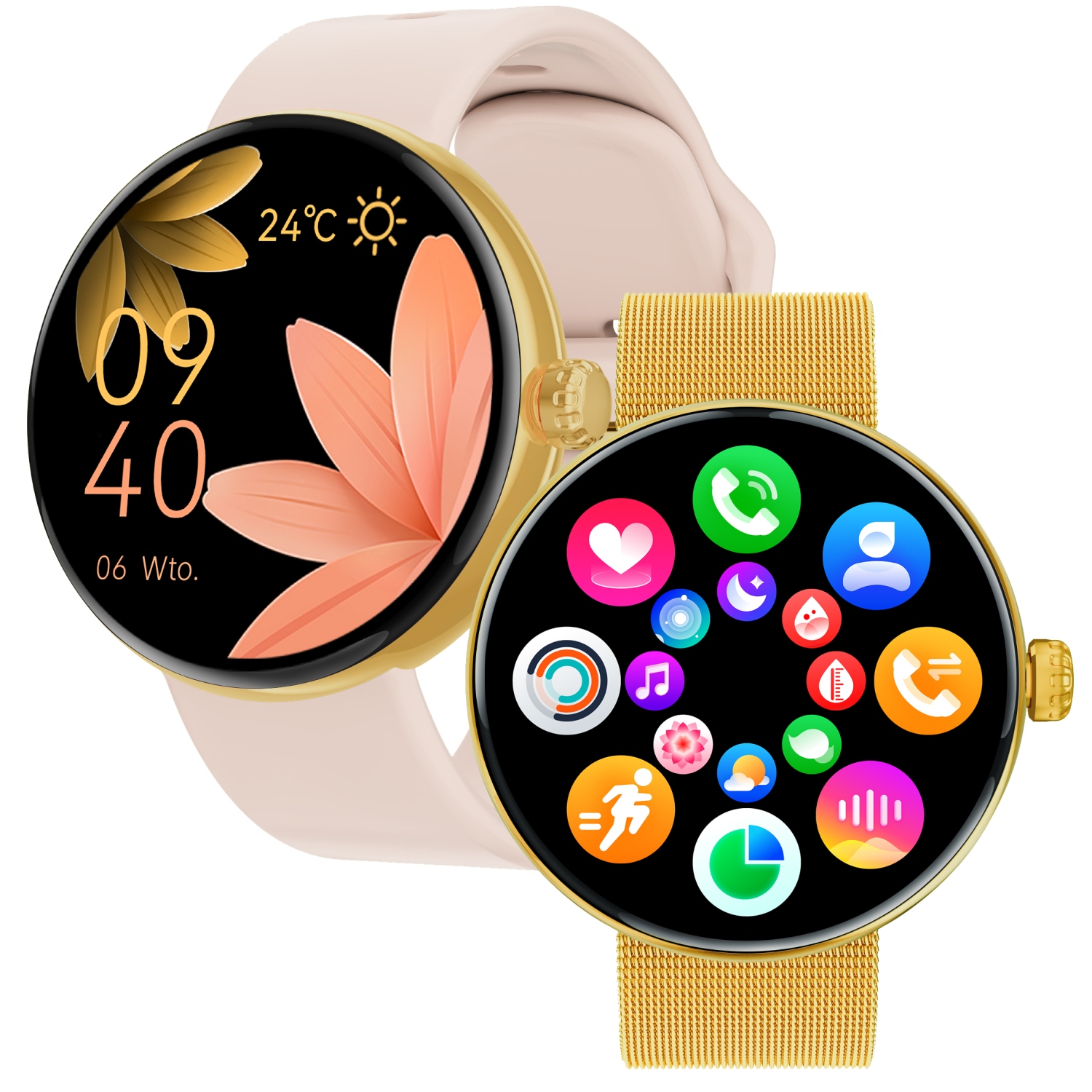 Forever smartwatch damski złoty zegarek na rękę różowy Forevive 5 SB-365