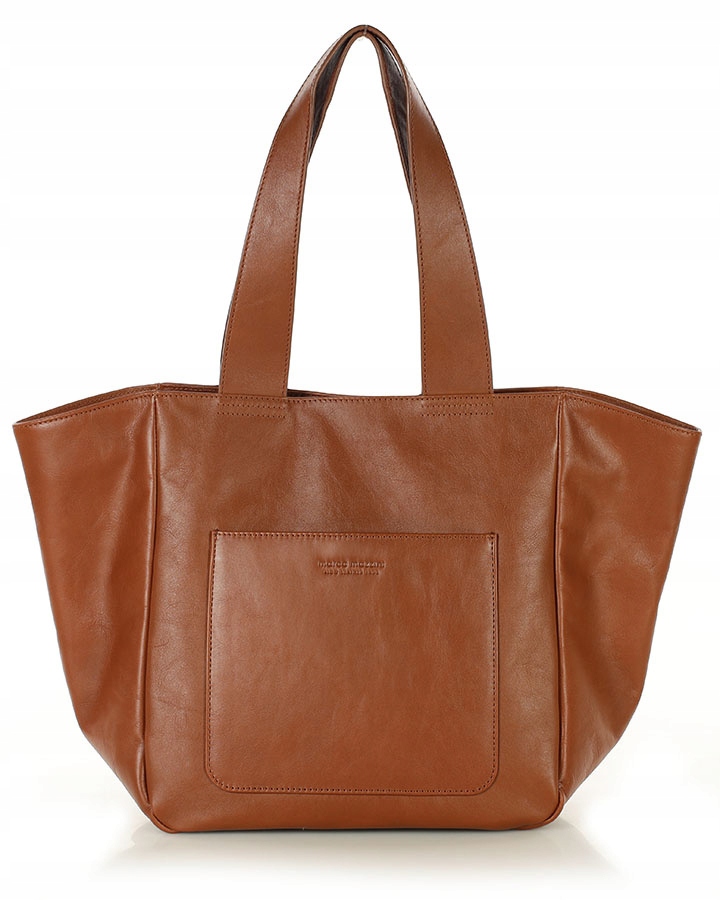 Velká dámská kožená taška A4 přes rameno, hnědá whisky Marco Mazzini