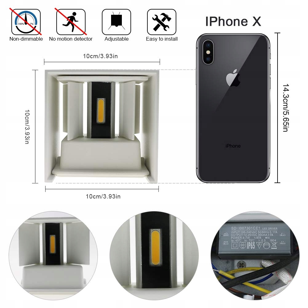 KLIGHTEN Zestaw 2 Lamp LED Wewnętrzne Zewnętrzne 12W IP65 Ciepłe Białe — miniatura 3