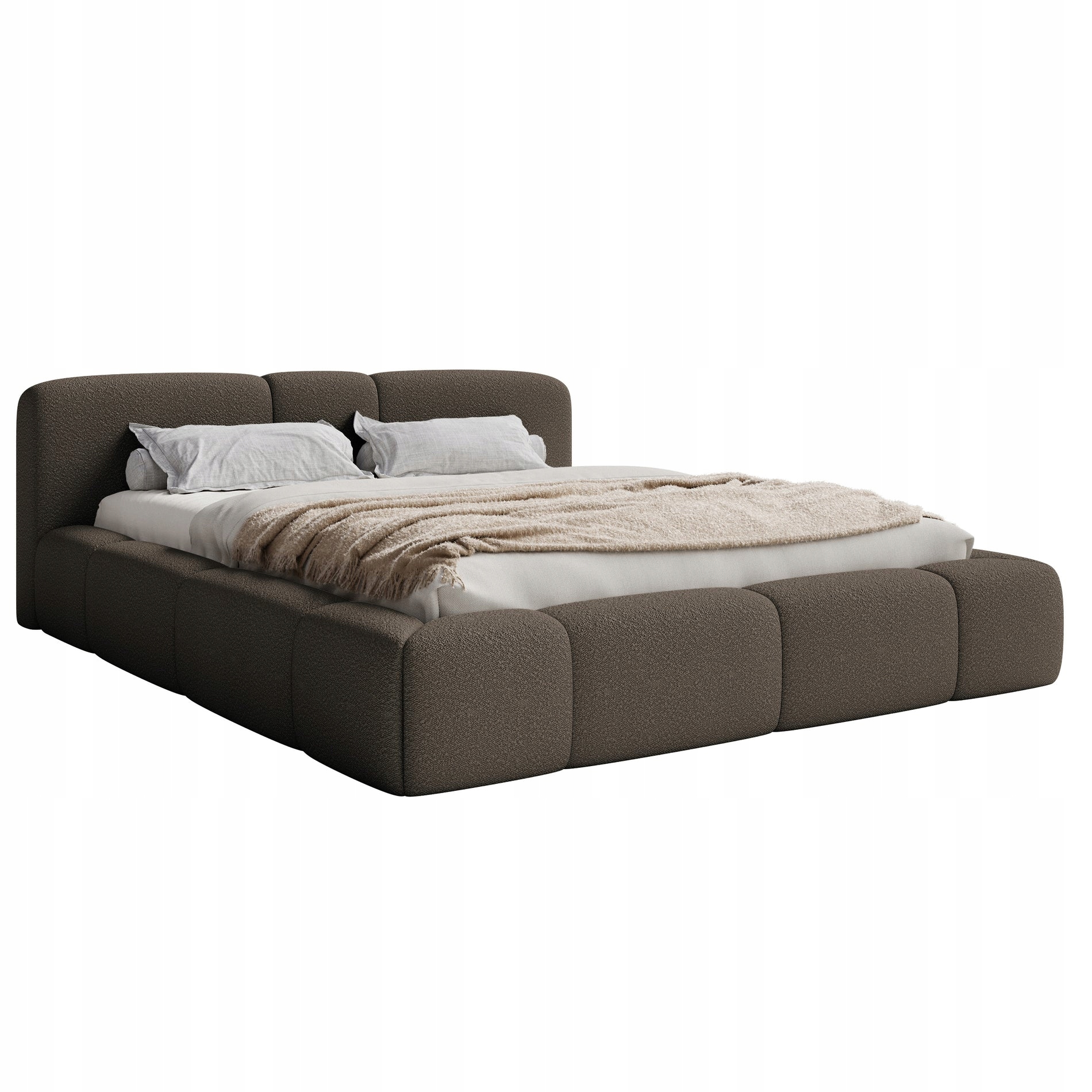 Čalouněná postel 160 x 200 cm Bowia s úložným prostorem, hnědý rám boucle