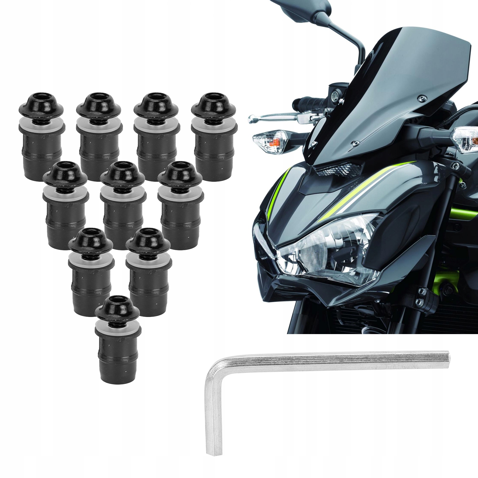 10 SZTUK Motocykl M5x16mm Śruby PRZEDNIEJ SZYBY Producent bez marki