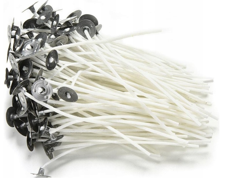 30x KNOT DO ŚWIEC PARAFINY Z BLASZKĄ KNOTY 12cm