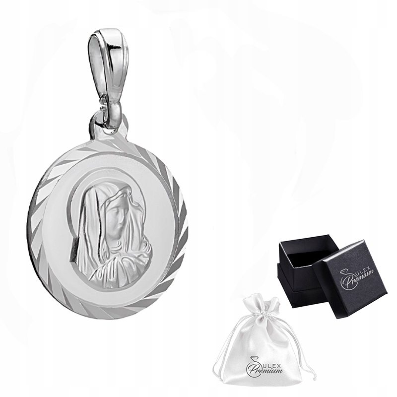 Stříbrný medailonek Kulatý s obrázkem Panny Marie Stříbro ryzost 925