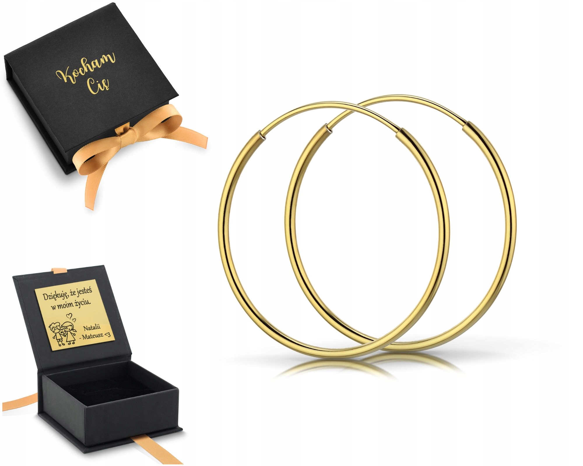 Zlaté Náušnice Kruhy Kruhové Stříbro 925 Pozlácené 3CM 30MM