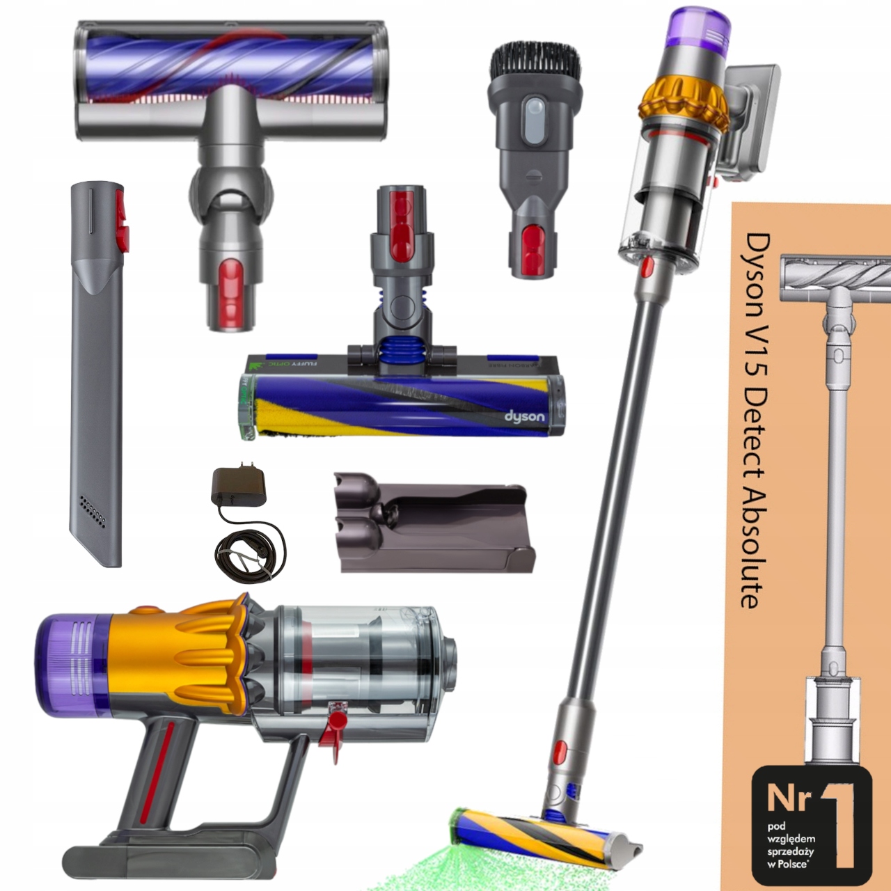 Vertikálny vysávač Dyson V15 Detect AbsoluteSUPER Moc strieborný/sivý