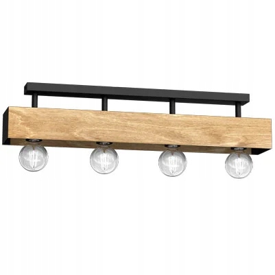 Stropná lampa hnedá drevená podlhovastá 76 cm do jedálne a obývačky Luminex