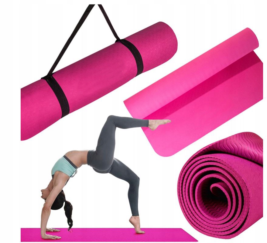MATA DO ĆWICZEŃ JOGA FITNESS - STAR GRUBA RÓŻOWA GIMNASTYCZNA 183x61x1,0 Marka inna
