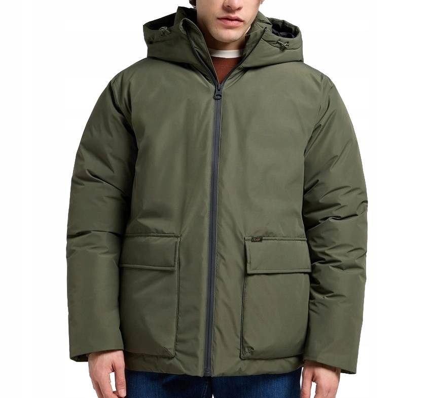 Lee pánská teplá zimní bunda Hooded Short Puffer olivová L